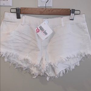 White denim shorts
